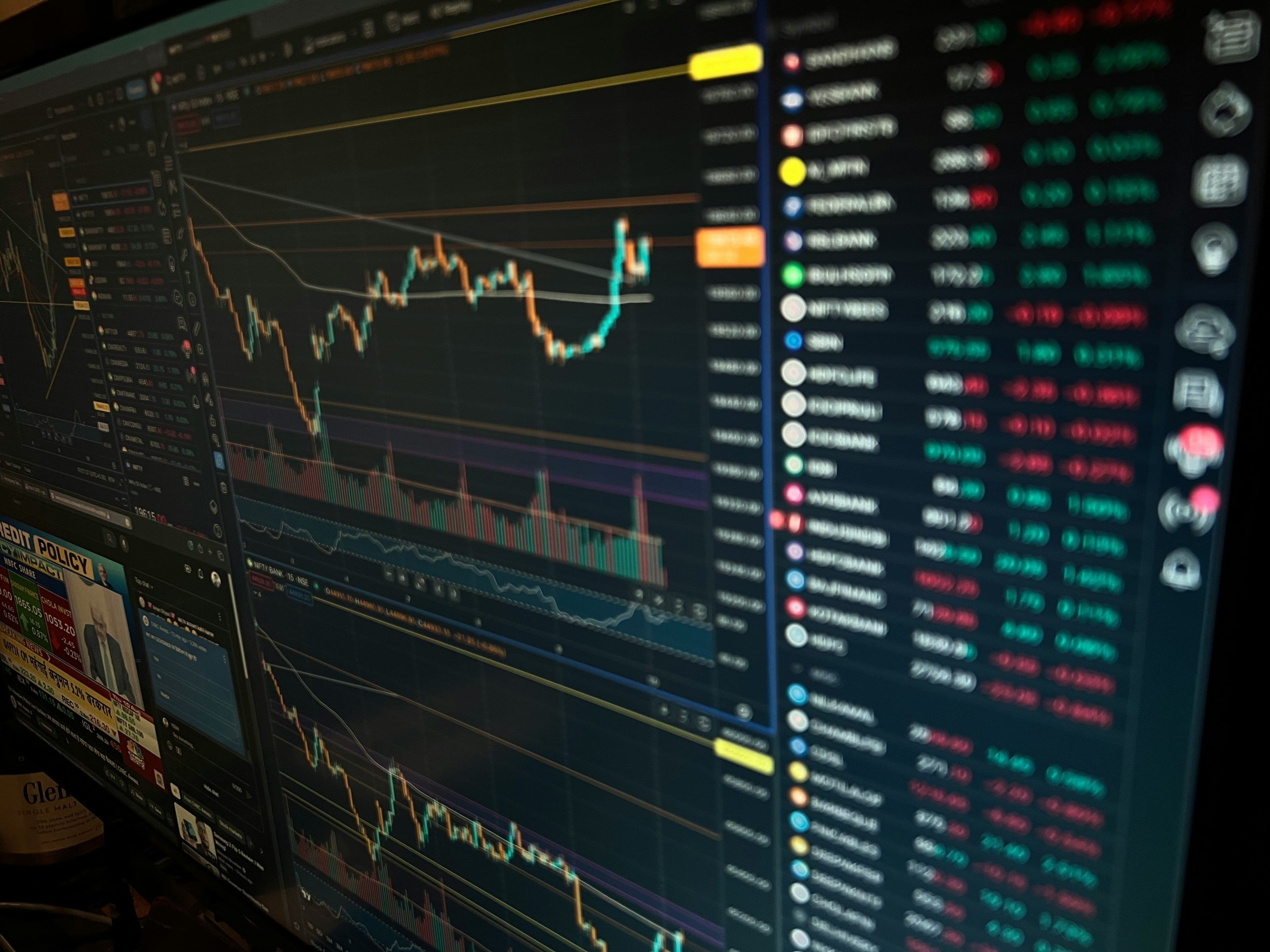 Trading market chart displaying price volatility, market trends, and risk analysis for prop firms.